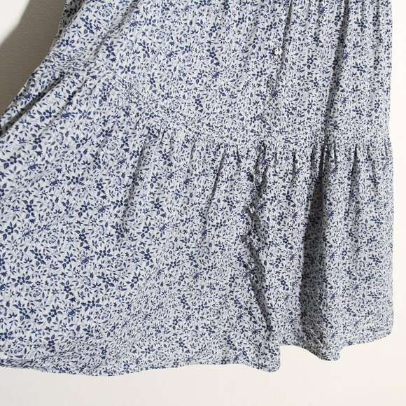 Madewell Button-Front Tiered Maxi Skirt in Florentine Floral Ditsy Blue Sz Small - Picture 6 of 12